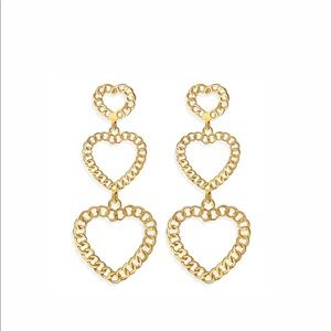 Long heart shape Gold earrings